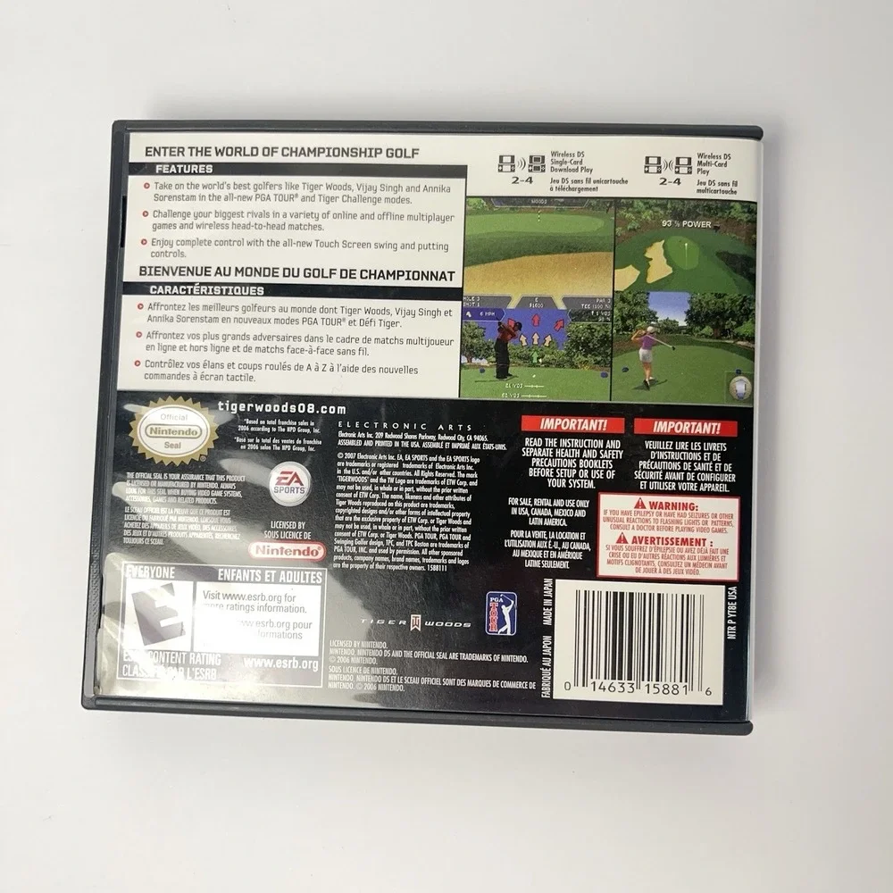 Nintendo DS NDS Tiger Woods PGA Tour 08 + Brain Age Both CIB Complete In Box